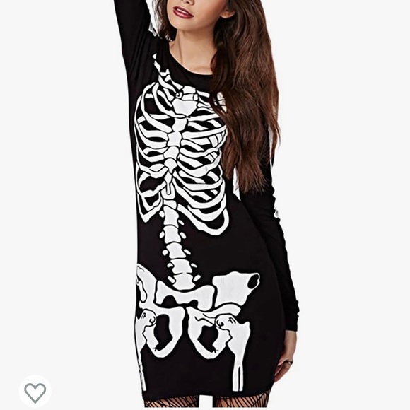 Halloween Costume Skeleton Black Dress - Picture 2 of 6